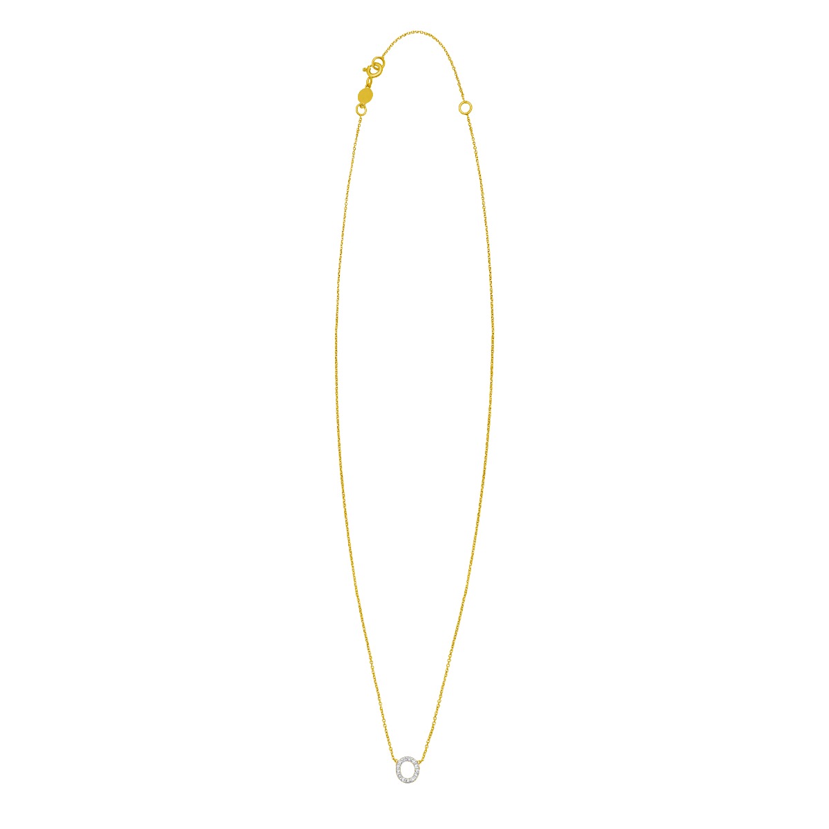 14K Mini Diamond O Initial