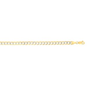 14K Gold 3.2mm White Pave Curb Chain