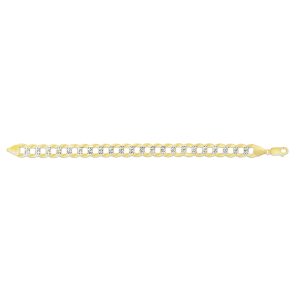 14K Gold 11.23mm White Pave Curb Chain