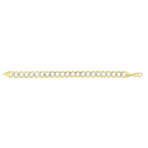 14K Gold 11.23mm White Pave Curb Chain