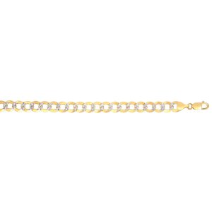 14K Gold 12.18mm White Pave Curb Chain