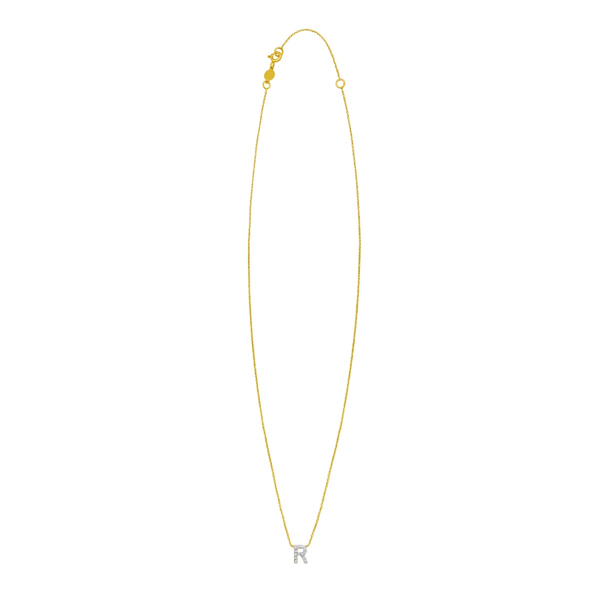 14K Mini Diamond R Initial