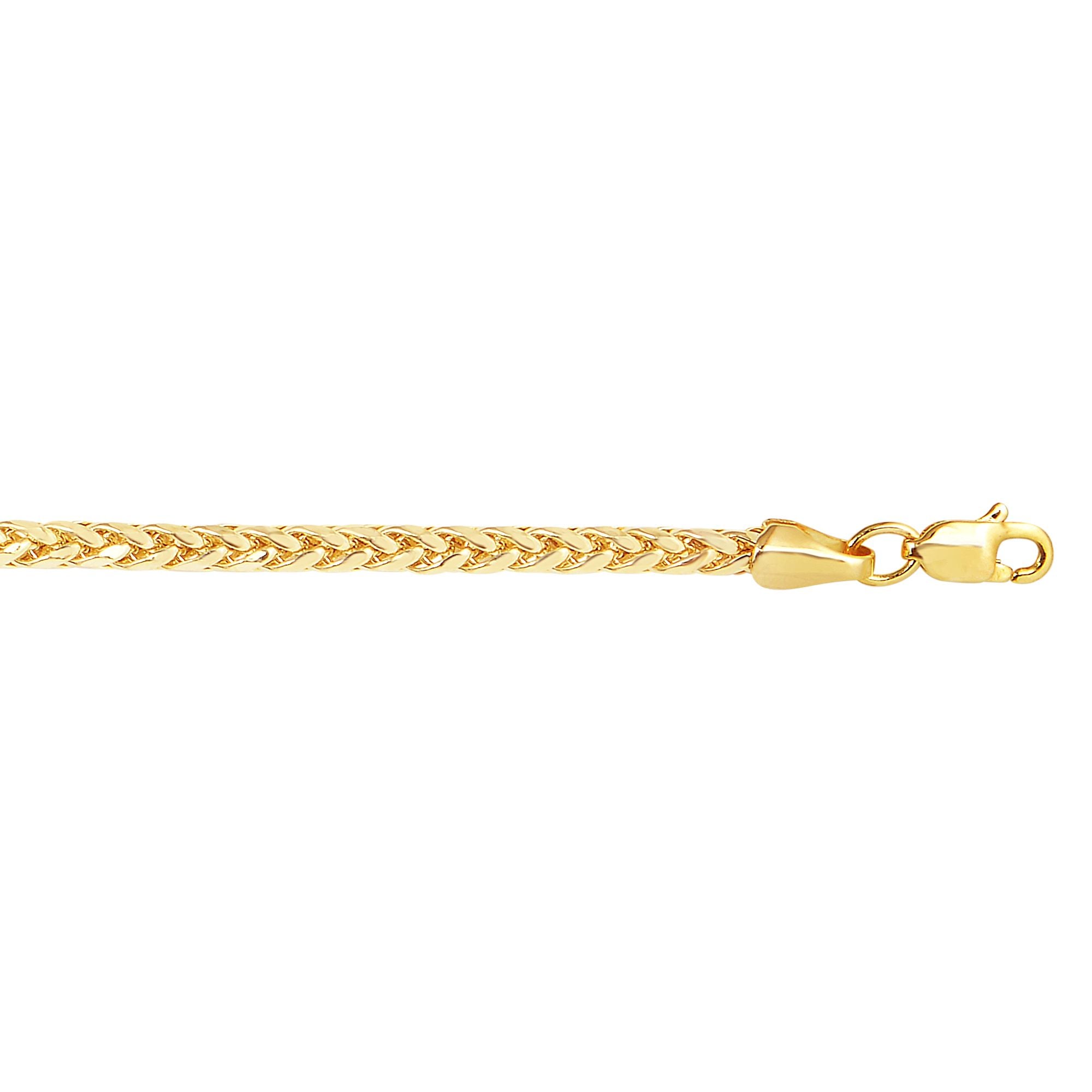 14K Gold 20" 2.7mm Diamond Cut Lite Round Wheat Chain