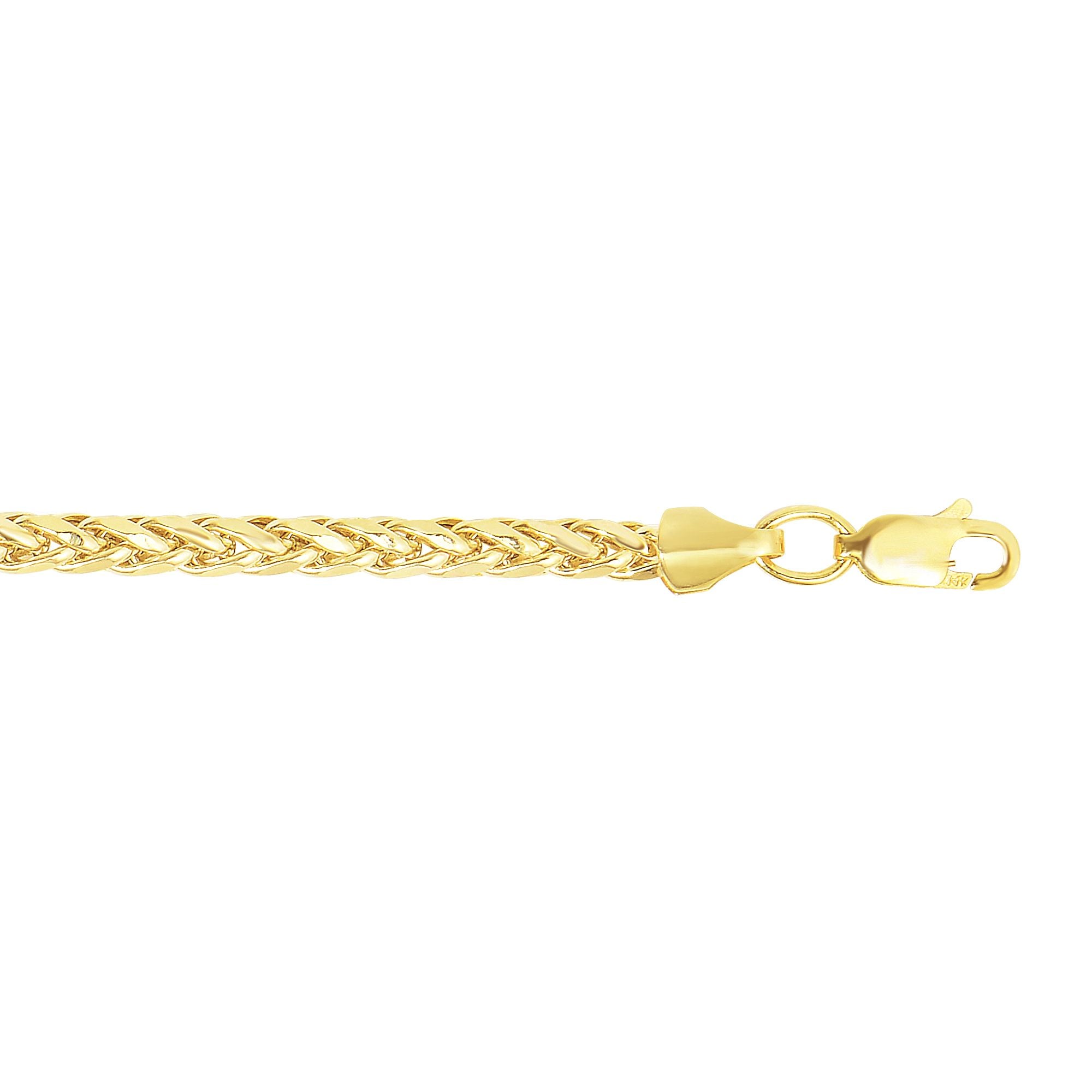 14K Gold 20" 3.15mm Diamond Cut Lite Round Wheat Chain