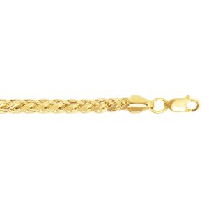 14K Gold 24" 4.1mm Diamond Cut Lite Round Wheat Chain