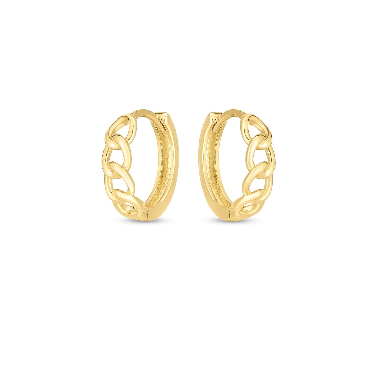 14K Curb Huggie Hoop