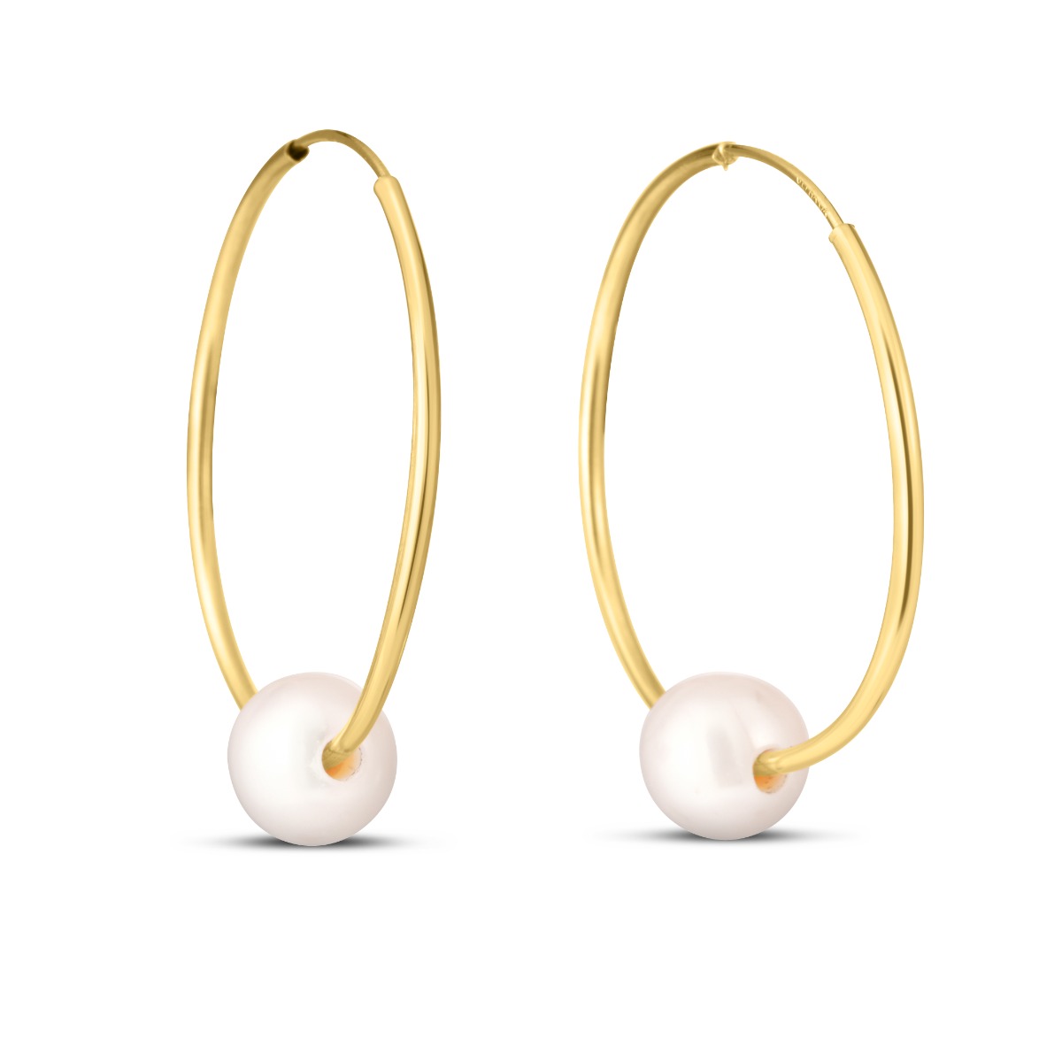 14K Gold Round Endless Pearl Earring
