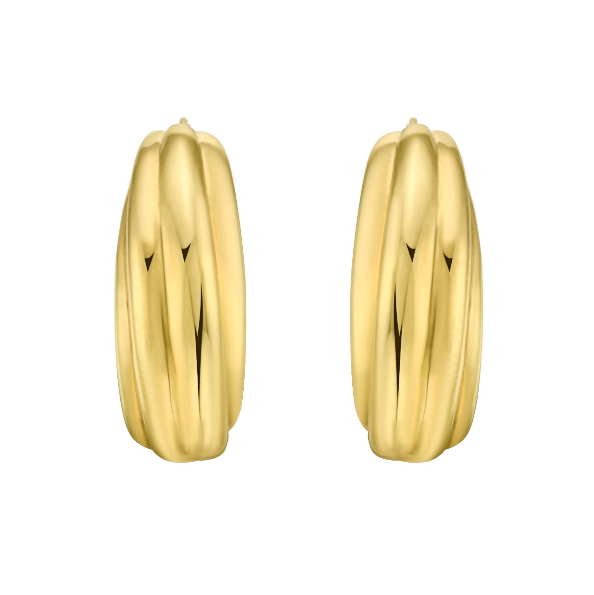 14K Ribbed Hoops