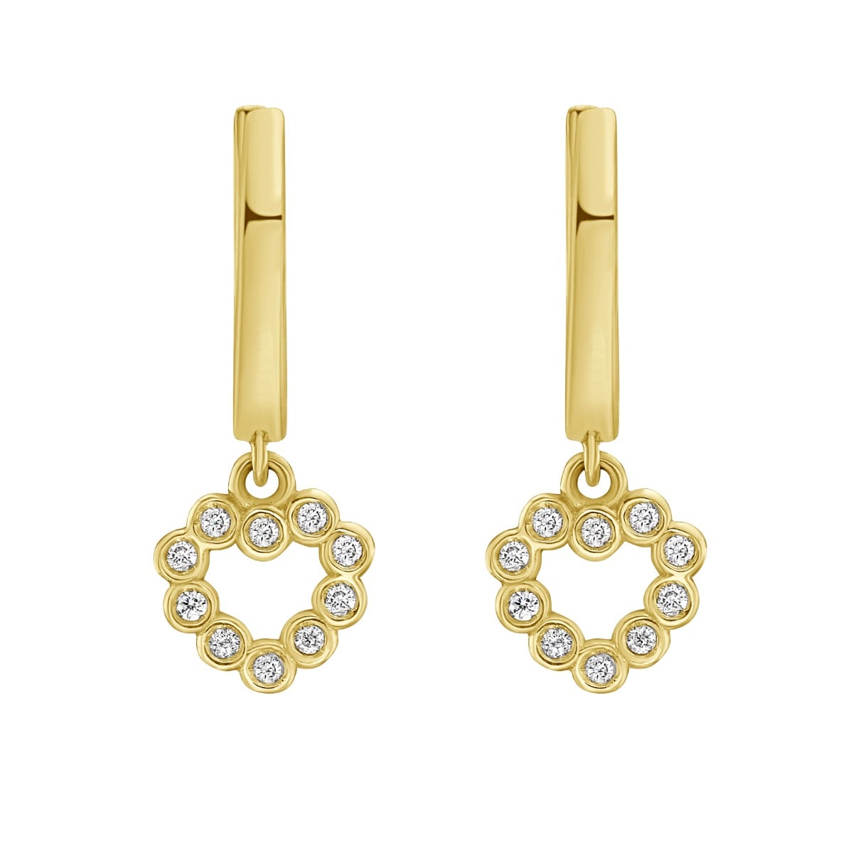 14K Petite Diamond Heart Earrings