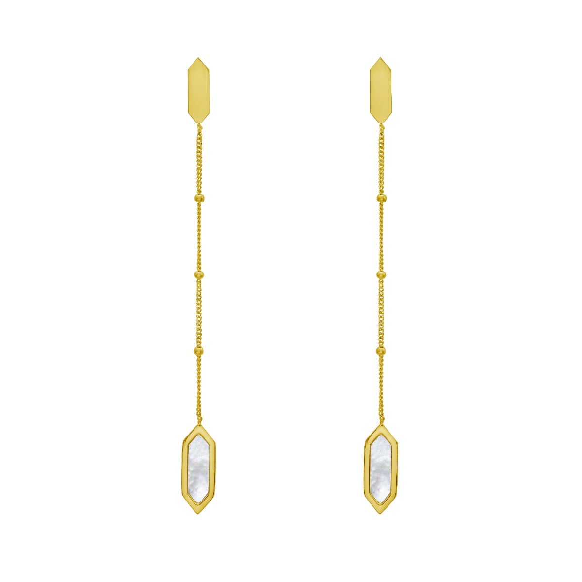 14K Hexagon Mother of Pearl Drop Earrings