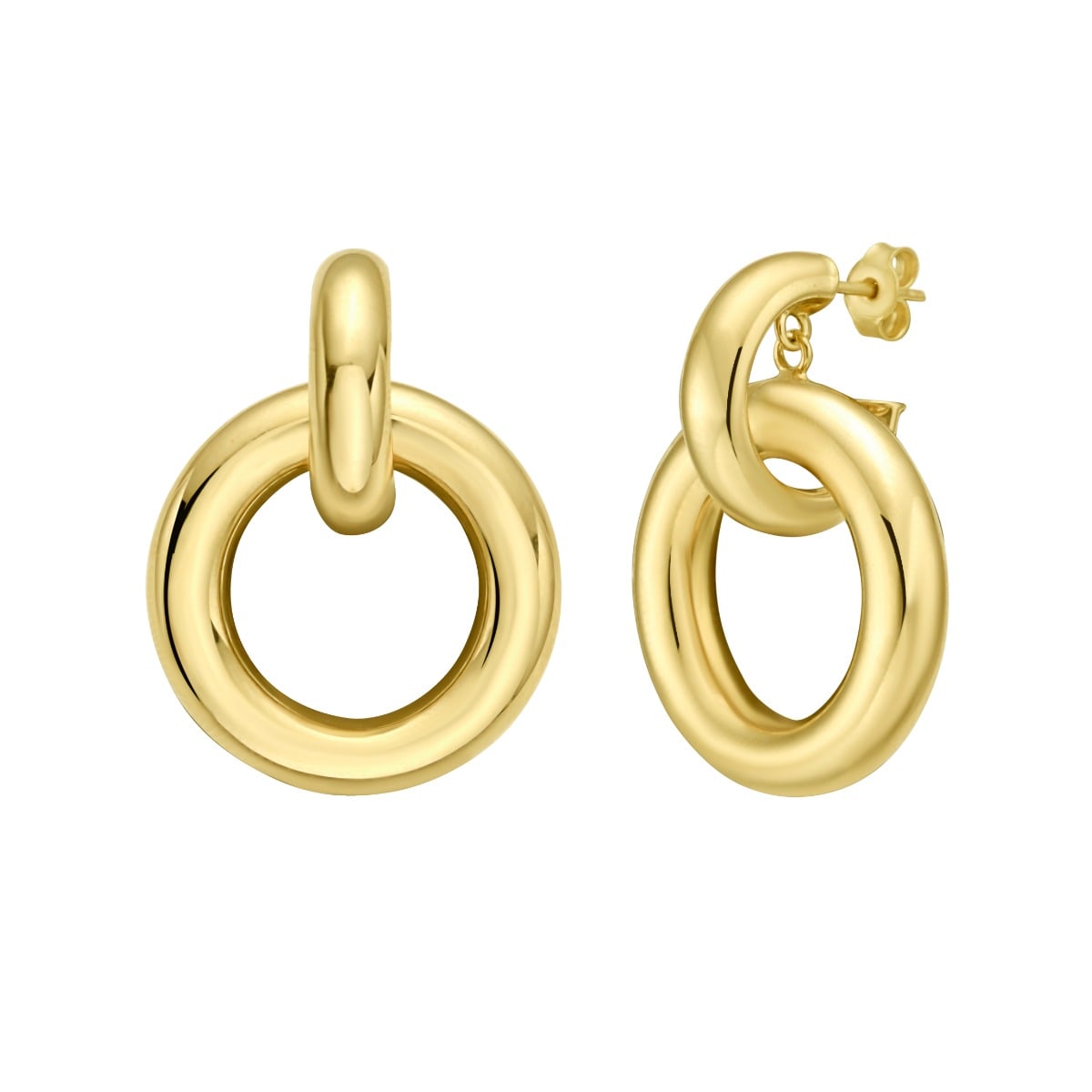 14K Round Linked Hoops