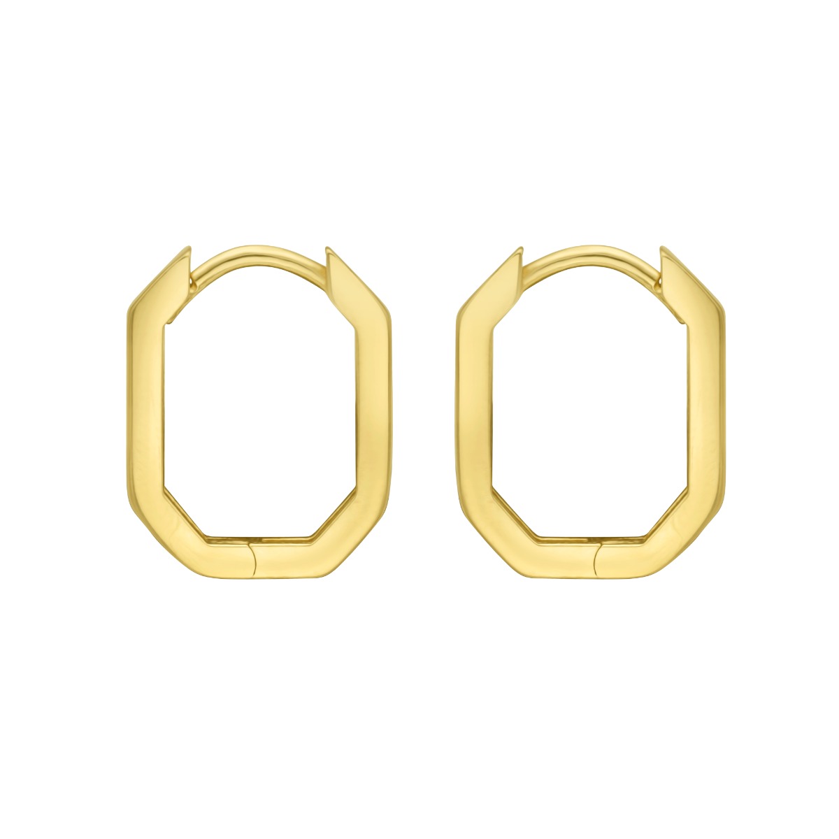 14K Hexagon Hoops