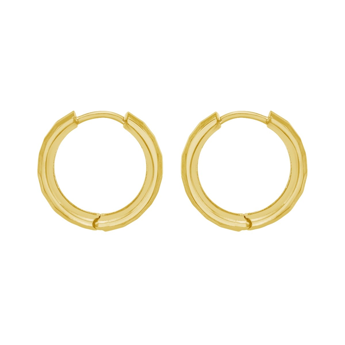 14K Gold Checkerboard Patterned Hoops