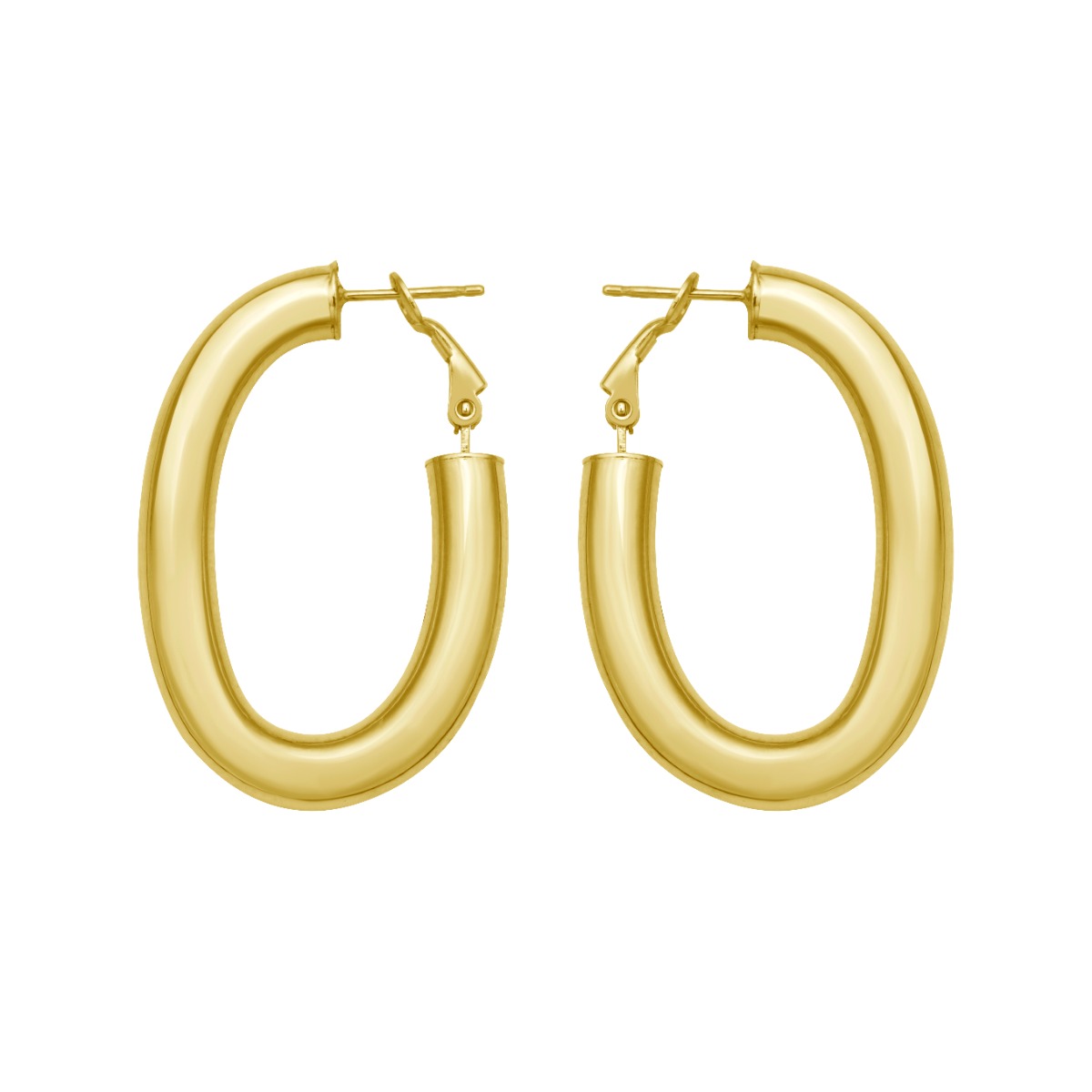 14K Oval Omega Hoops