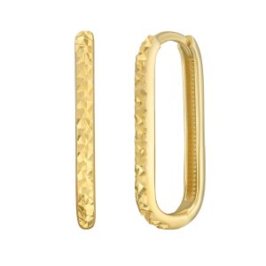 14K Gold Textured Oval Hoops