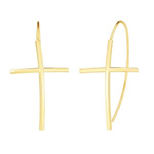 14K Gold Cross Threader Earring