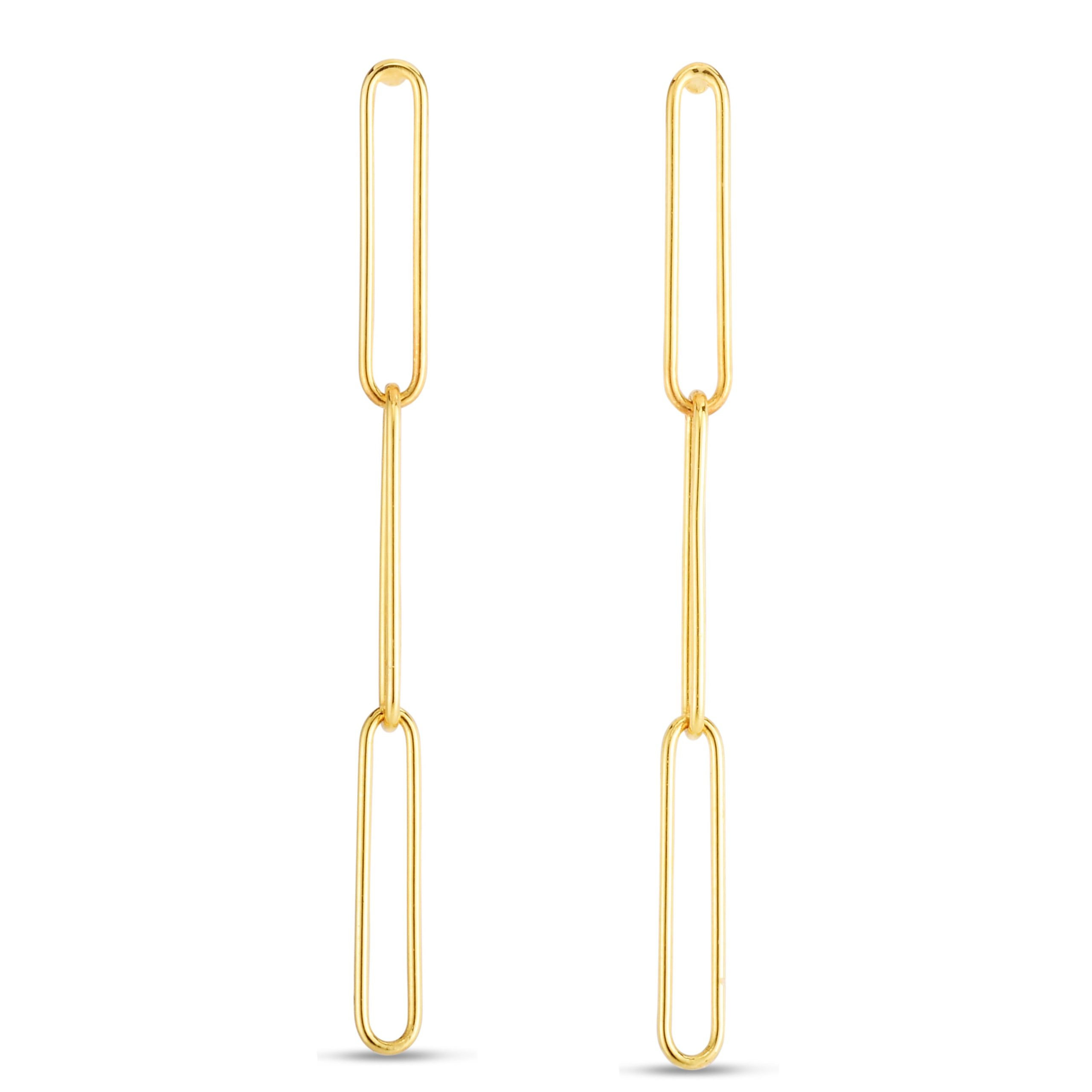 14K Lungo Paperclip Drop Earring