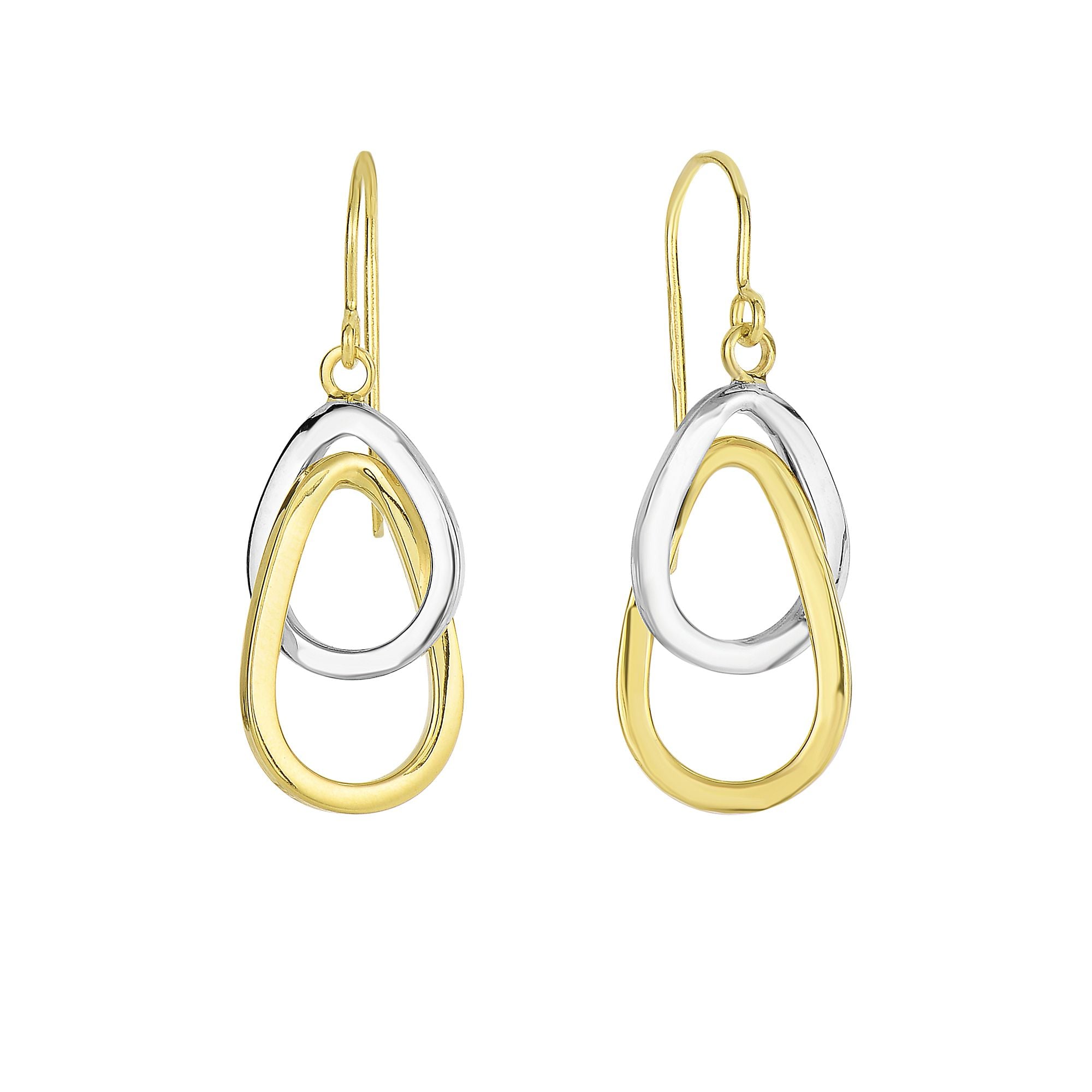 14K Gold Interlocked Ovals Drop Earring