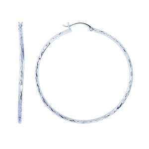 14K Gold 2mm Diamond Cut Hoop Earring