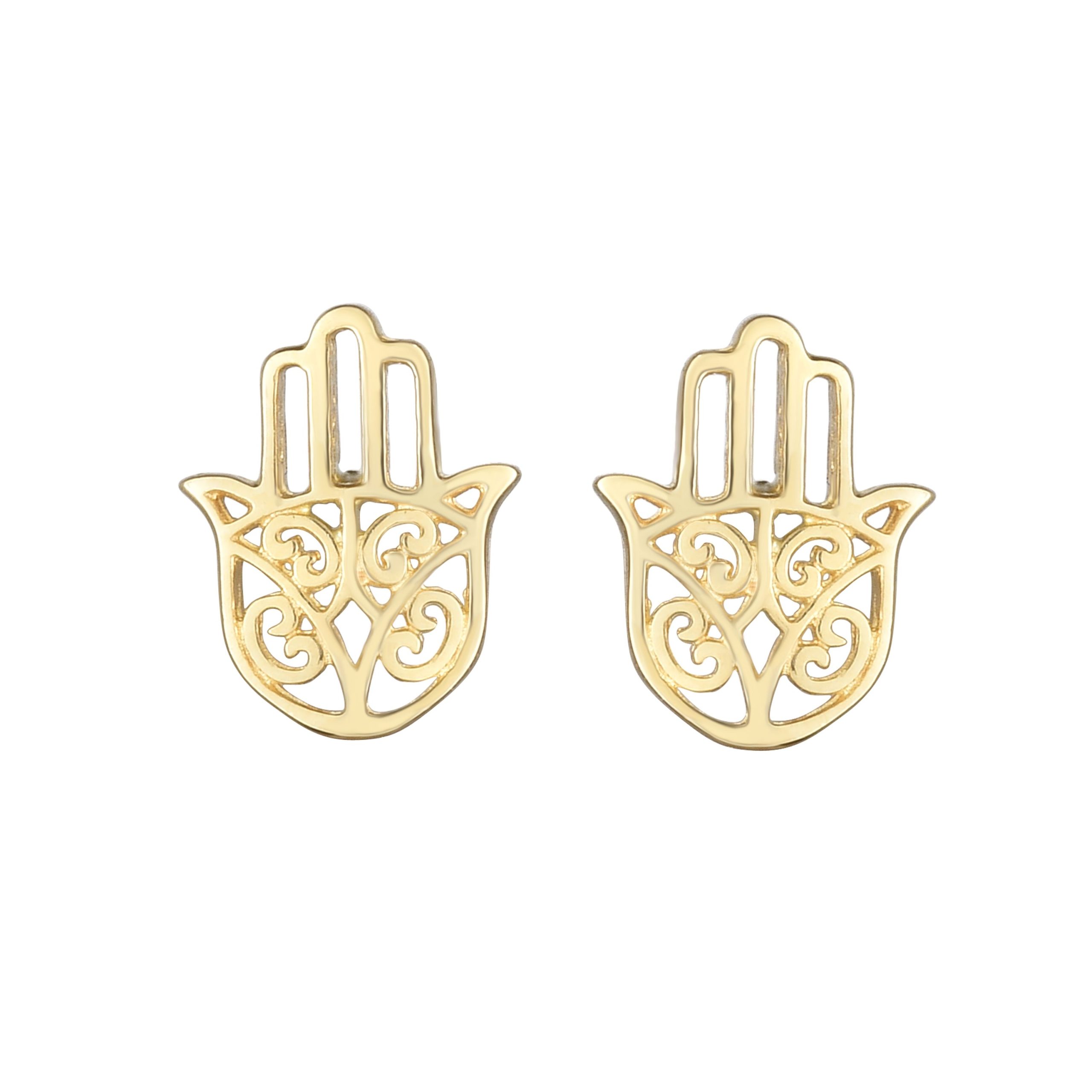 14K Gold Hamsa Stud Earring