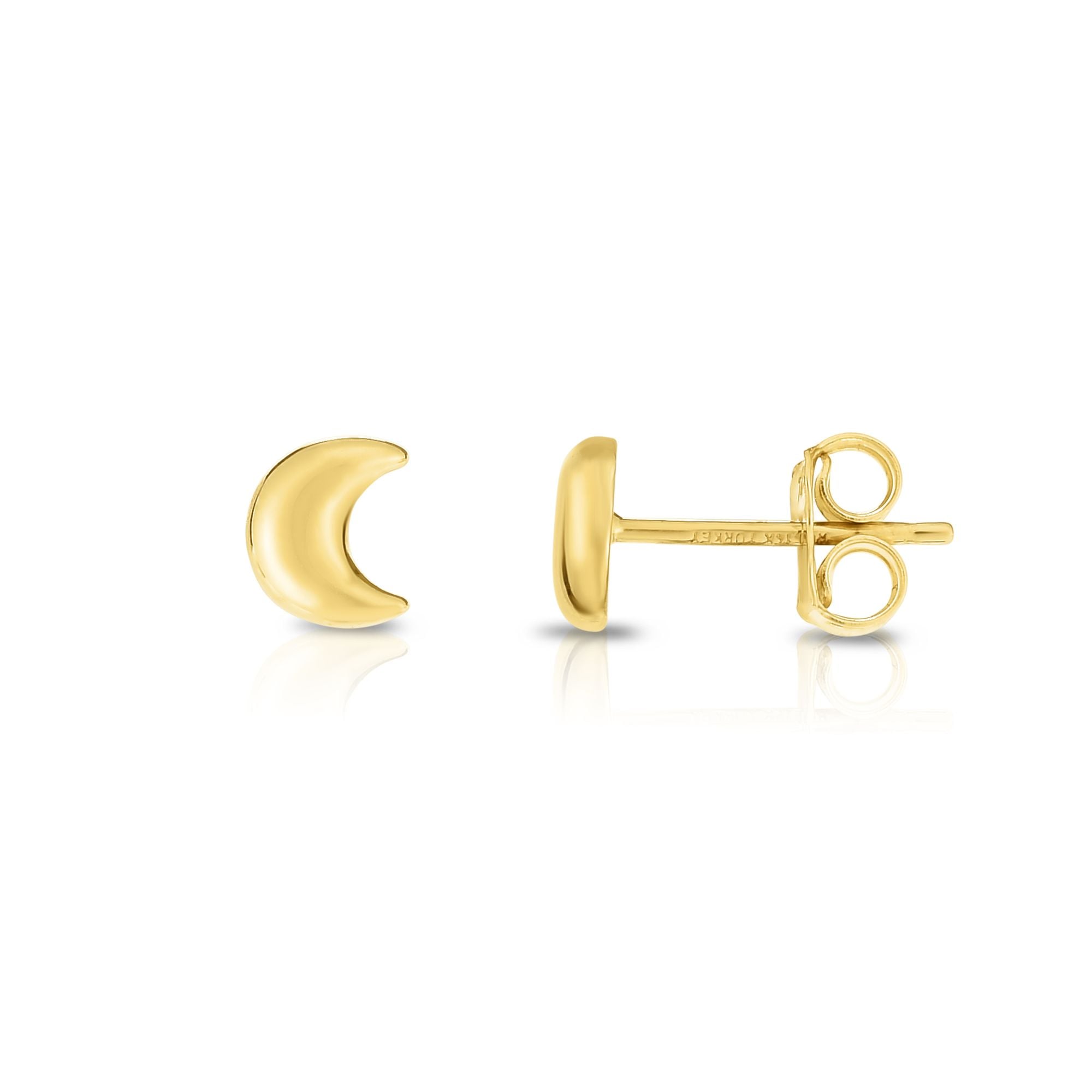 14K Gold Moon Stud Earring
