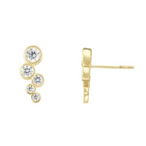 14K Gold Bezel Set CZ Ear Climber