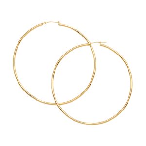 14K Gold 2x70mm Polished Hoop Earring
