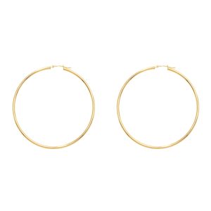 14K Gold 2x60mm Polished Hoop Earring