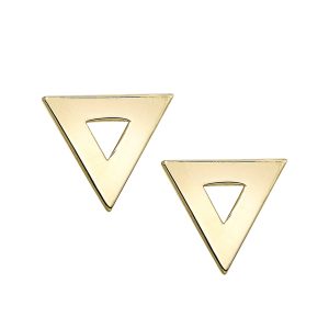 14K Gold Polished Open Triangle Stud Earring