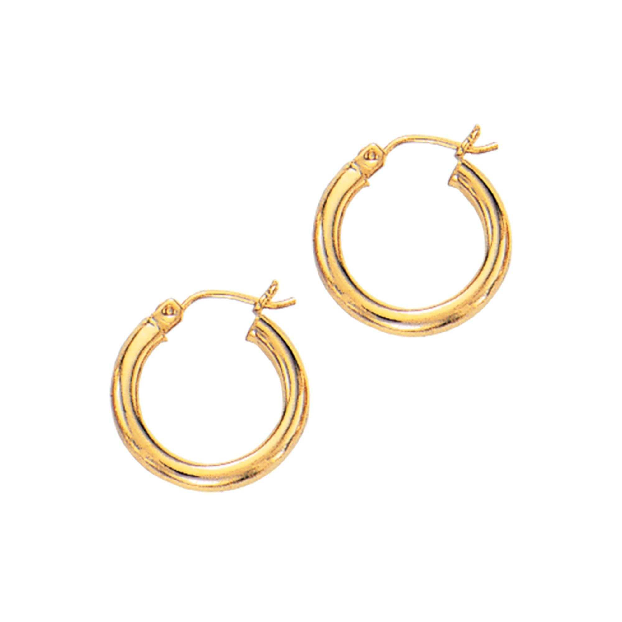 14K Gold 3x15mm Hoops