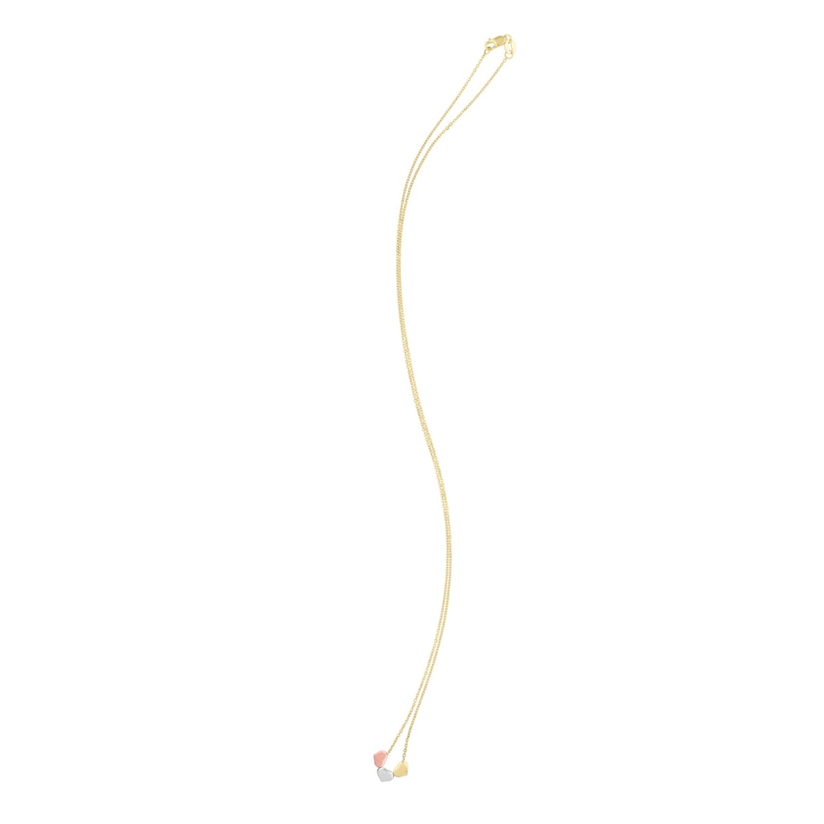 14K Gold Tri-Color Triple Heart Necklace