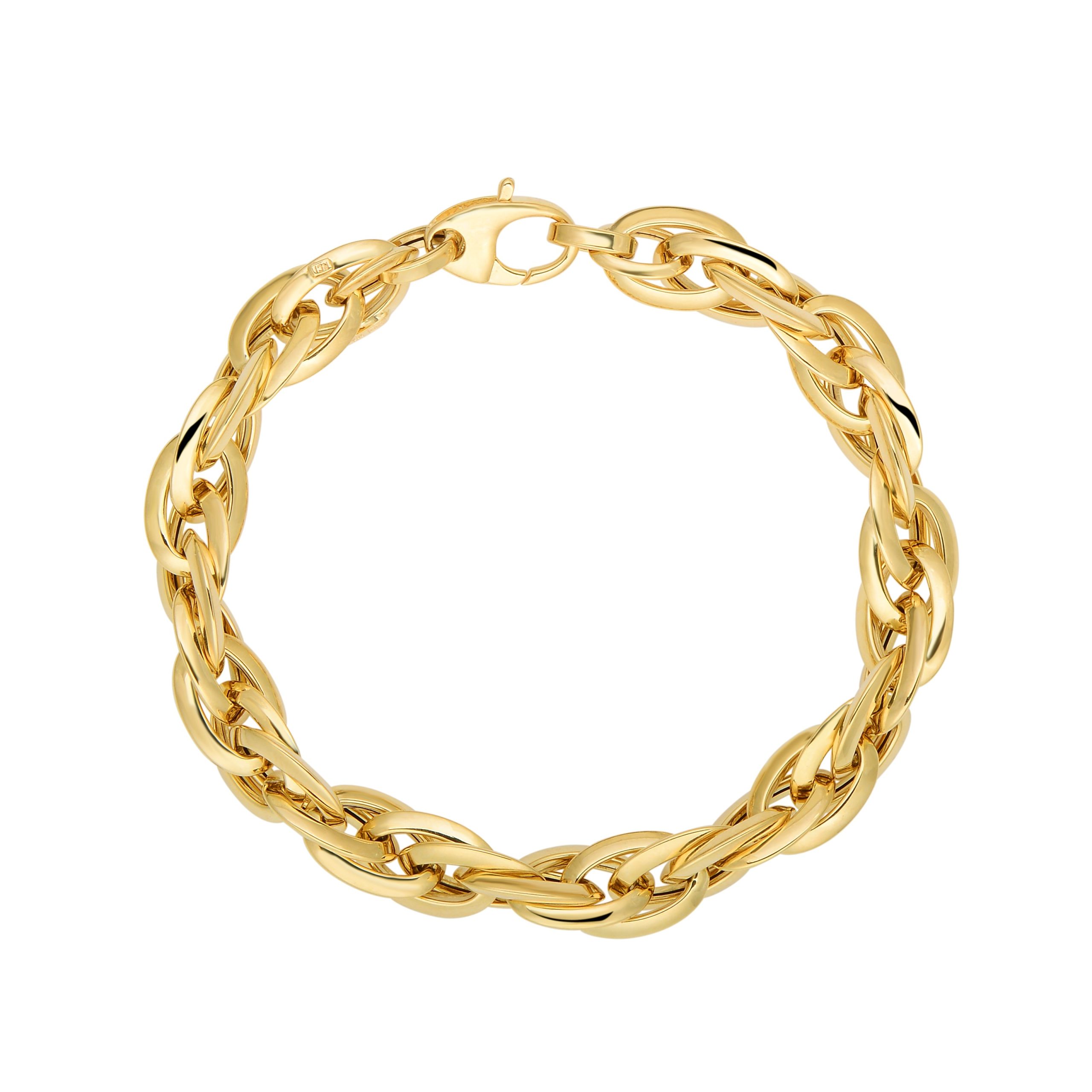 14K Gold Polished Graduated Double Oval Link Chain