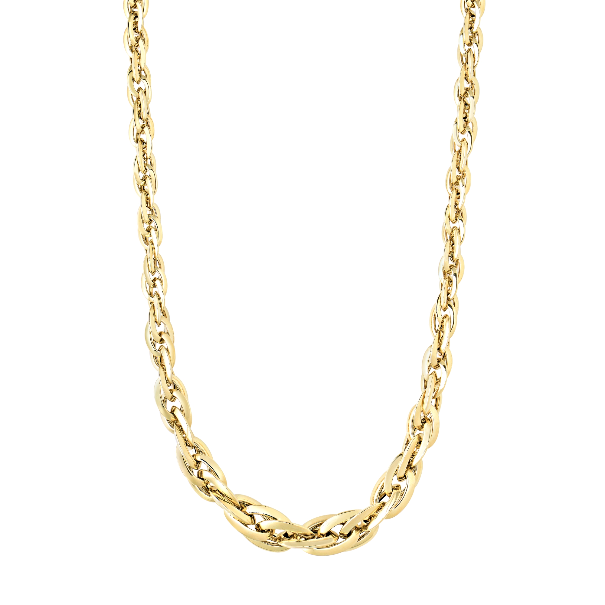 14K Gold Polished Graduated Double Oval Link Chain