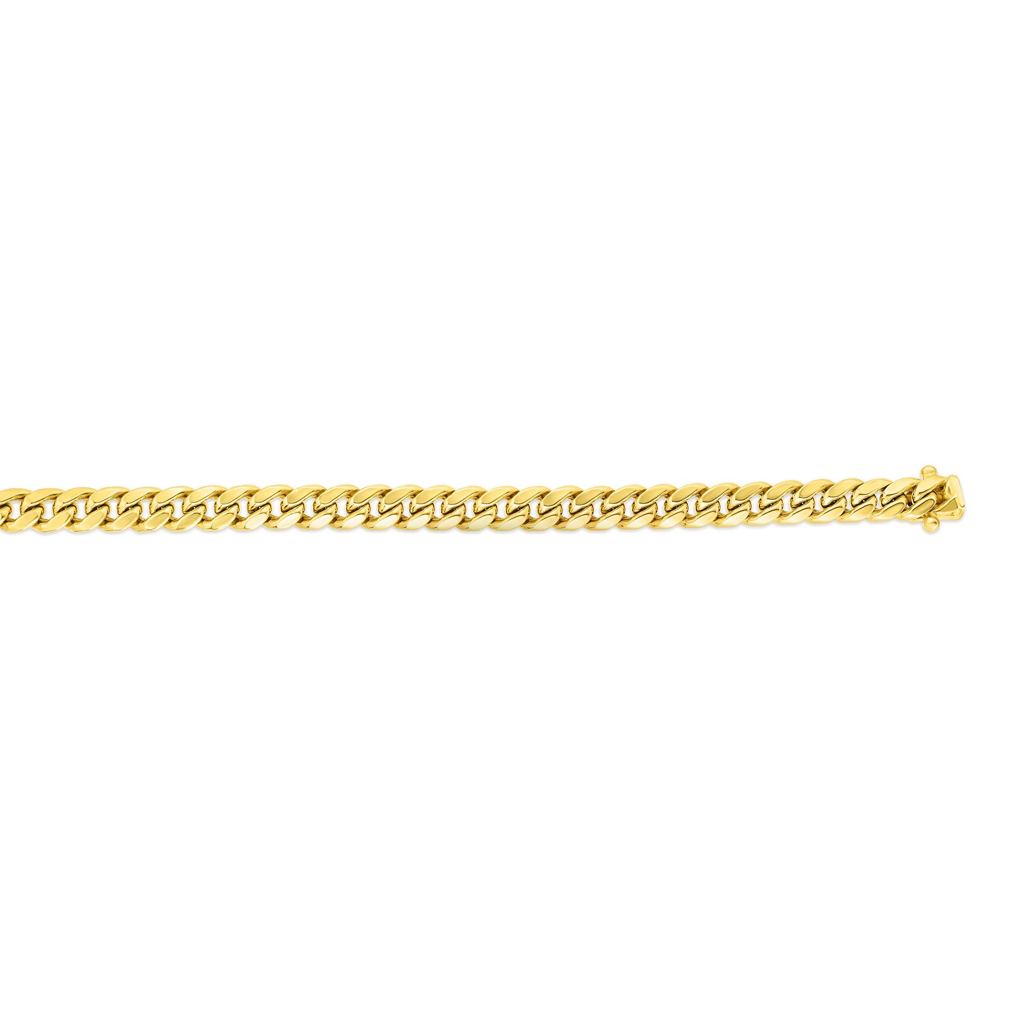 14K Gold 8" 5mm Semi-Solid Miami Cuban Chain