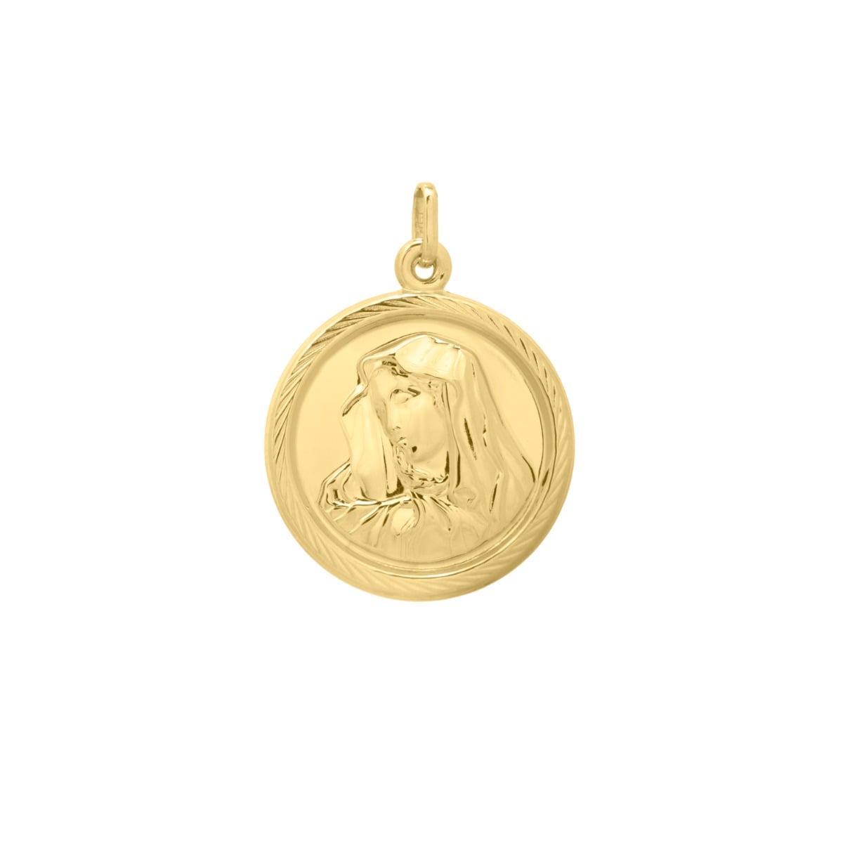 14K Gold Religious Virgin Mary Pendant