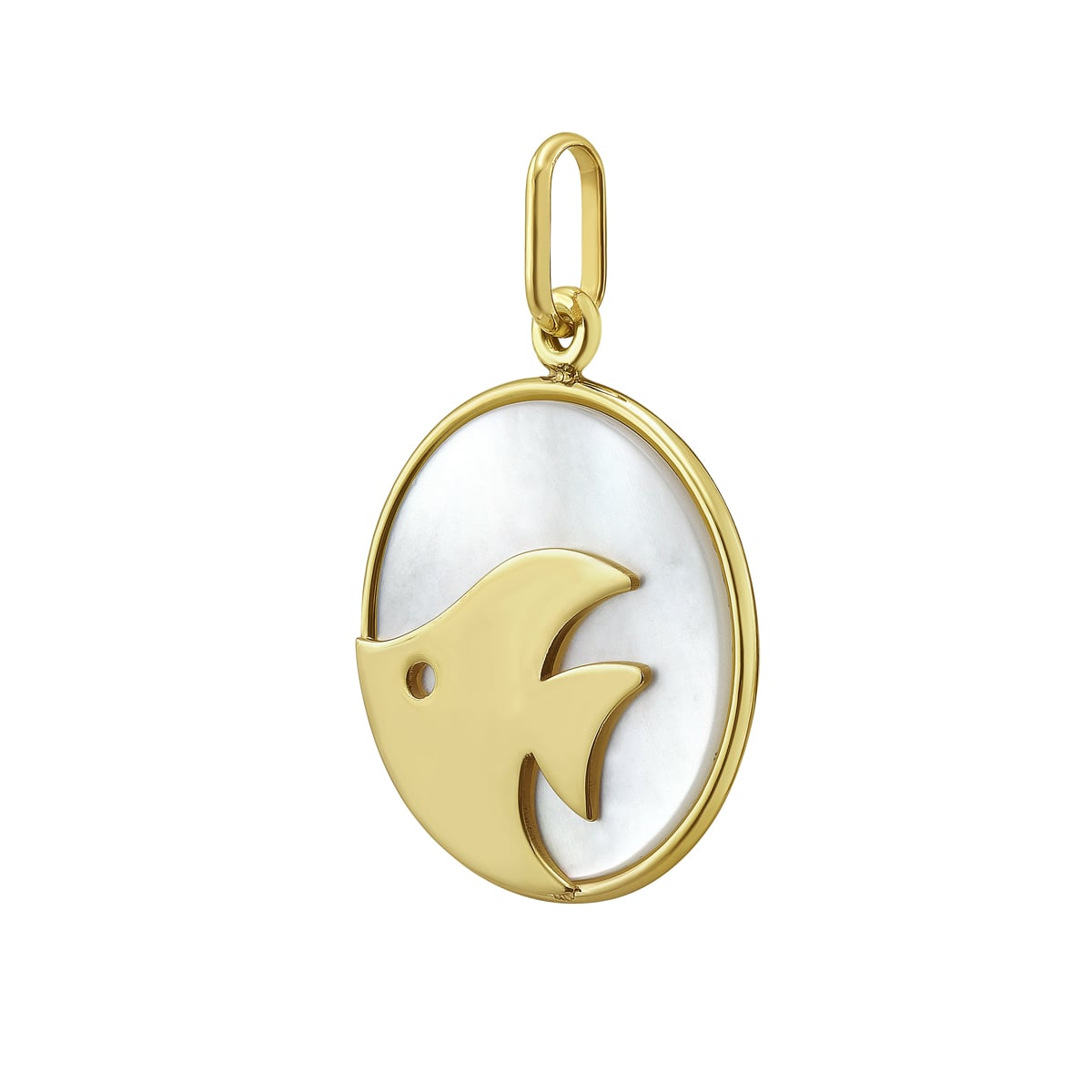 14K Gold MOP Fish Charm