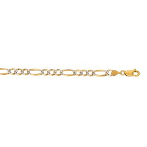 14K Gold 4.75mm White Pave Figaro Chain