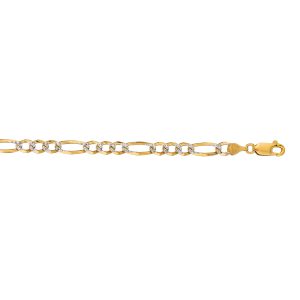 14K Gold 4.75mm White Pave Figaro Chain