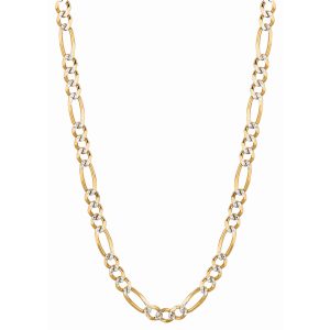 14K Gold 5.8mm White Pave Figaro Chain