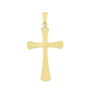 14K Gold Large Diamond Cut Cross