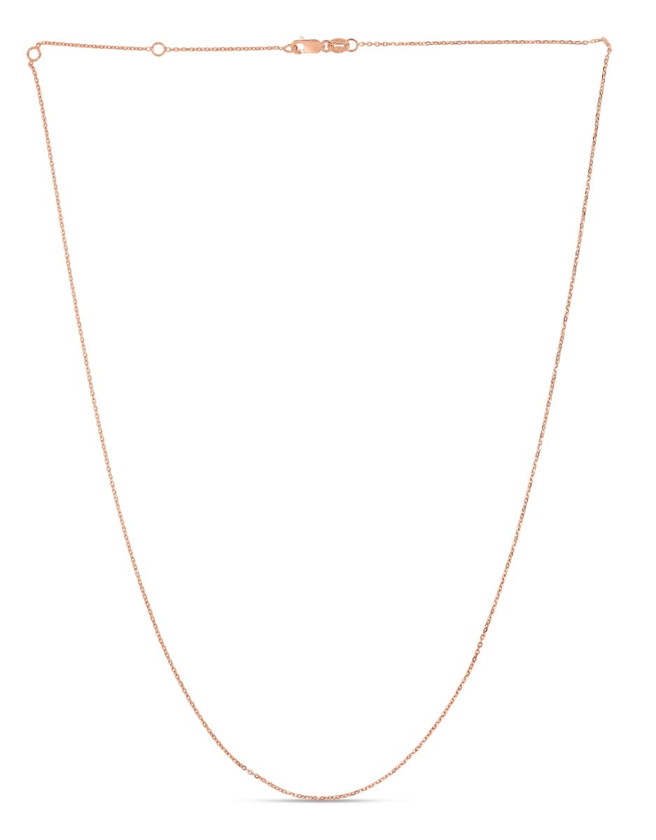 14K Gold 1.3mm Double Extendable Diamond Cut Cable Chain