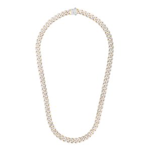 14K Gold 9.5mm White Pave Lite Miami Cuban
