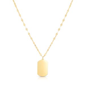 14K Gold Tag with Mirror Chain