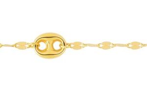 14K Gold Mirror Chain and Puffed Mariner Station Anklet