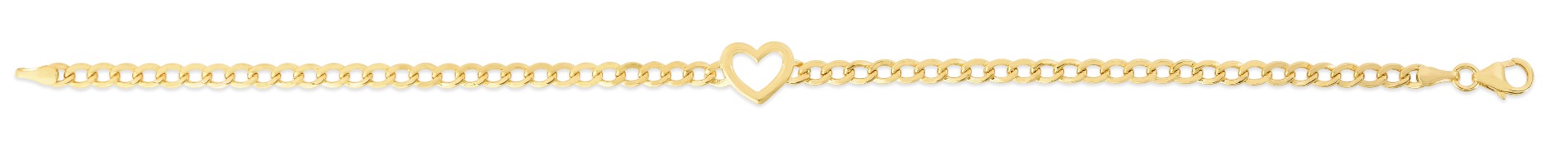 14K Heart Curb Bracelet