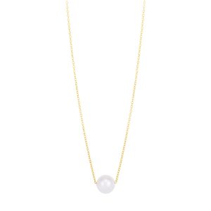 14K Pearl Necklace Solitaire
