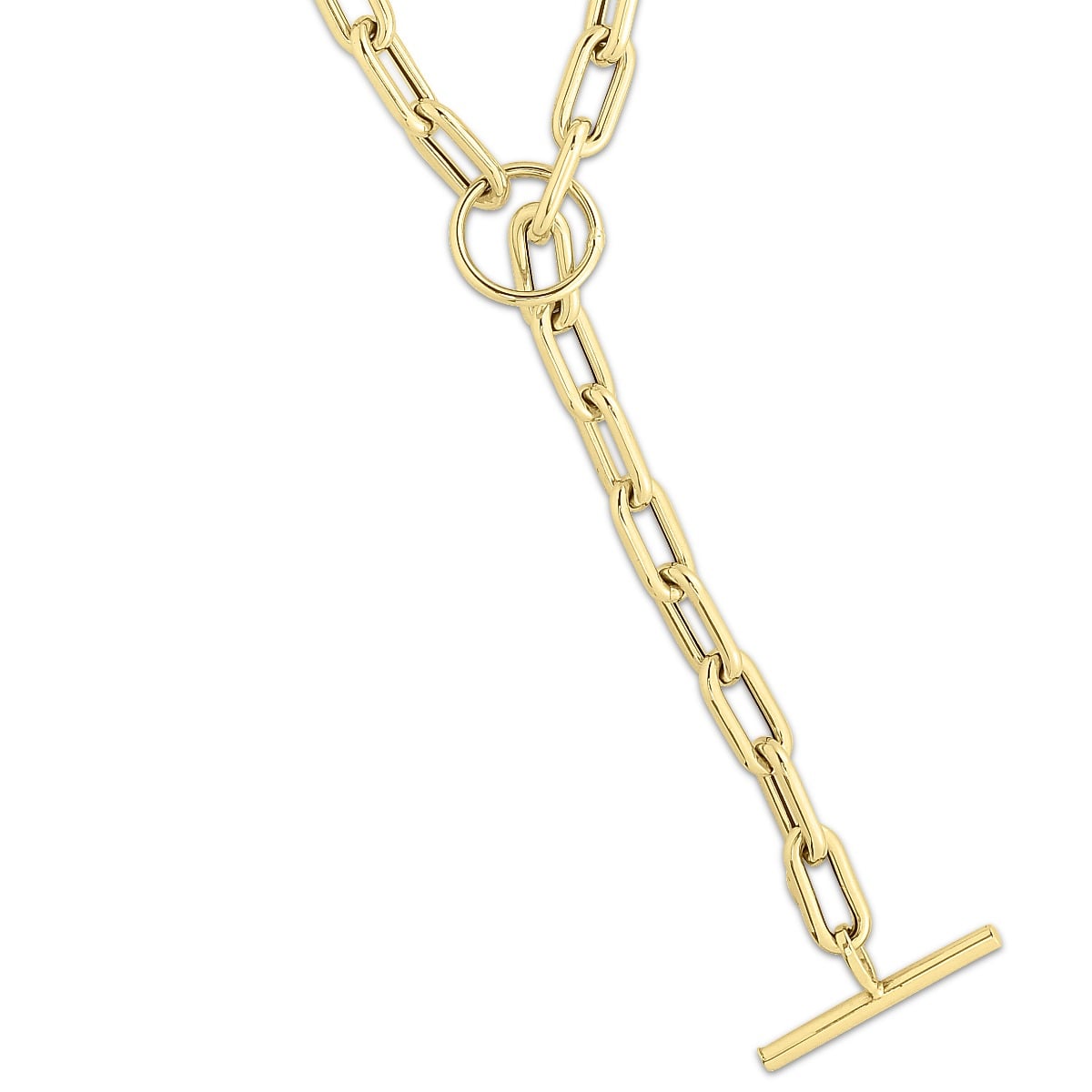 14K Gold Paperclip Toggle Link Necklace