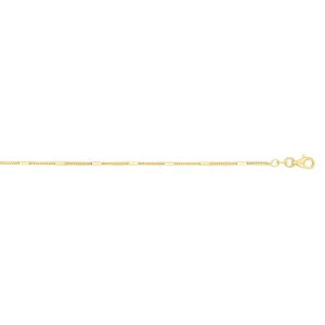 14K Gold 1.3mm Polished Bar Station Saturn Chain