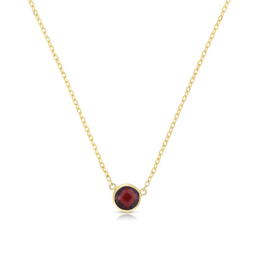 14K Gold & Garnet Solitaire Necklace