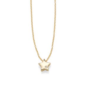 14K Gold .005ct Diamond Star Necklace
